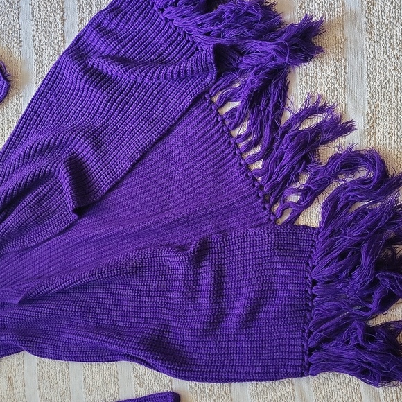 Hanifa Vibrant Purple Fringe Cardigan. Size S/M - Picture 3 of 9